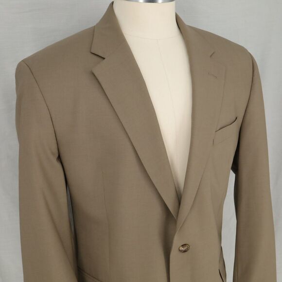 Jos A Bank Sport Coat Mens 46L Beige Tan Wool Jacket Two Button Lined - Picture 7 of 16